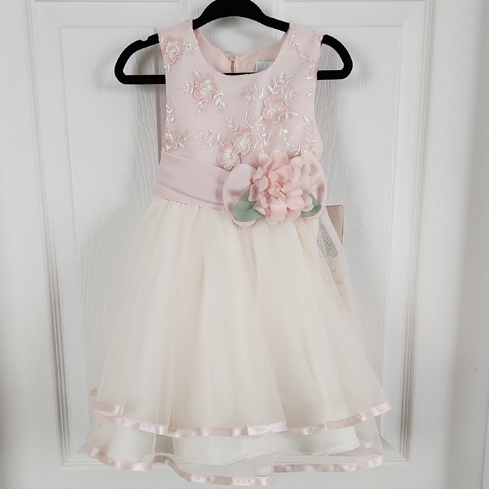 Rare Editions Blush and Ivory Floral Dress